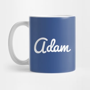 Adam White Cursive Script Typography Mug